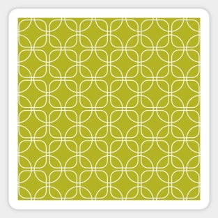 Mid Century Circles Squares on Avocado Green Sticker